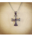 Solid Celtic Black CZ Stainless Steel Cross Necklace