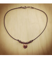 Antique Finish Yin & Yang charm and beads on 1.5 mm Black Nylon Necklace