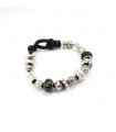 Women's Clear Swarovski  Crystals Beads on Black Charm Bracelet